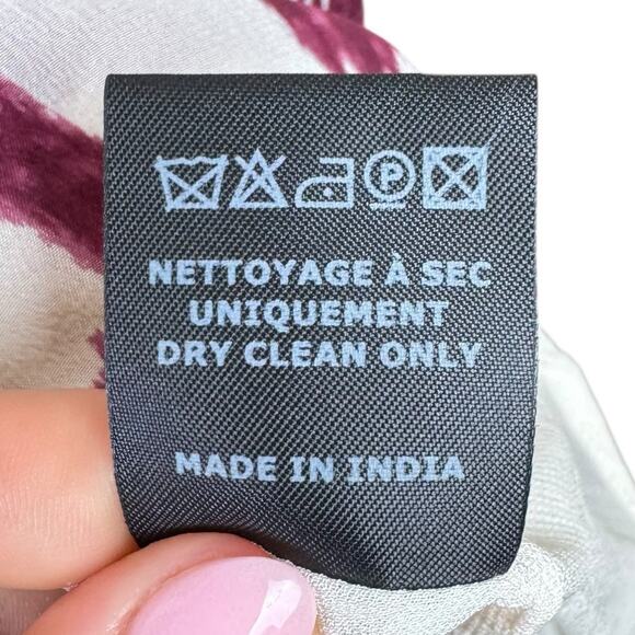 Isabel Marant Etoile 38 White Maroon Tie Dye 100% Silk Long Sleeve Ruffle Dress - Picture 13 of 13